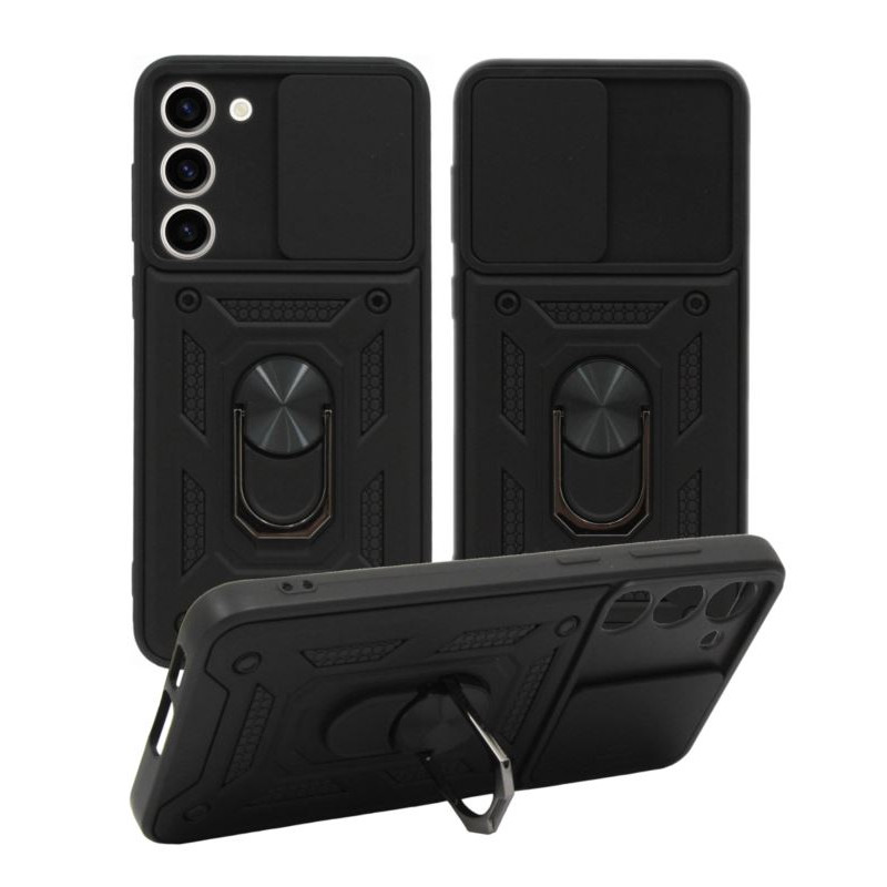Etui Pancerne CAMSHIELD Ring na telefon Samsung Galaxy S23 S911 czarne