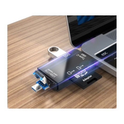 Czytnik kart pamięci 6w1 USB-C / Micro USB / USB 3.0 OTG - uniwersalny adapter SD / MicroSD do 256GB