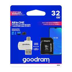 Karta pamięci microSD 32GB 32 GB GOODRAM + adapter SD Class 10 CL10 + czytnik