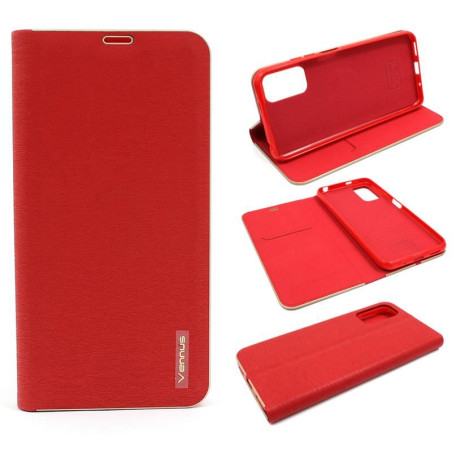 Etui Flip Vennus na telefon Xiaomi Redmi Note 10 5G / POCO M3 Pro czerwone