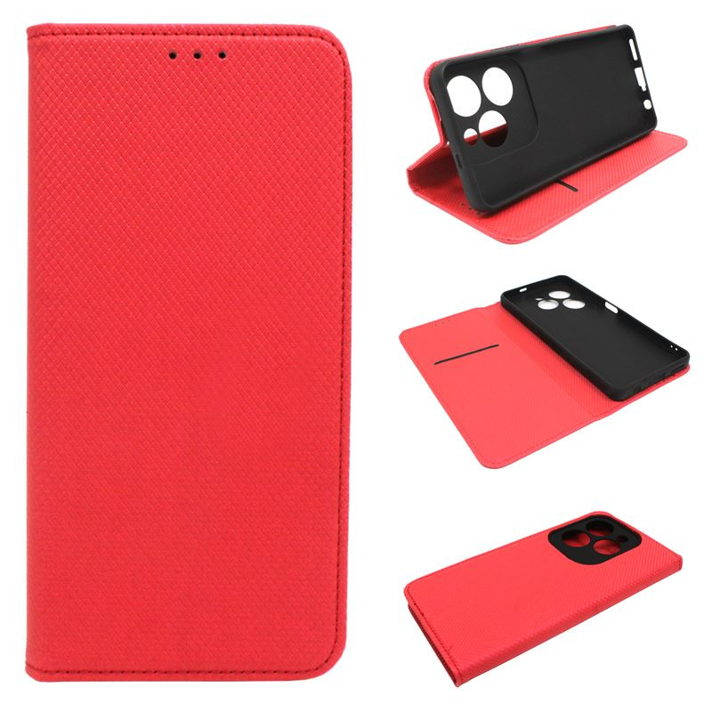 Etui Smart Magnet na telefon Infinix HOT 40 Pro 4G LTE X6837 / Tecno Spark 20 Pro KJ6 czerwone