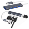 Hub 4w1 adapter z wtykiem USB-C na 4 gniazda USB rozdzielacz srebrny