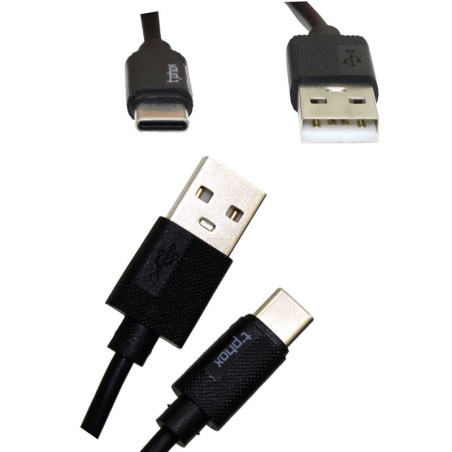 Kabel USB-A do USB-C 0,5m 2A 10W krótki do powerbanka czarny