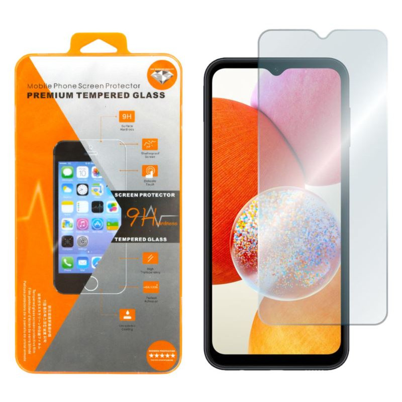 9H SZKŁO hartowane na telefon Samsung Galaxy A14 4G A145 / A14 5G A146 / A07 4G A075 pomarańczowe opakowanie