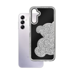 Etui TEDDY BEAR na telefon Samsung Galaxy A26 5G A266 / A17 5G A176 / A17 4G A175 damskie dziewczęce na prezent srebrne