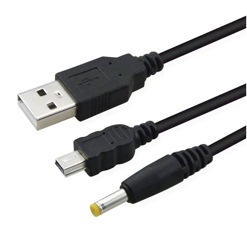 Kabel Y do konsoli PSP 2000 3000 1000 dane + ładowanie DC 4.0x1.7mm + Mini USB przewód do ładowania