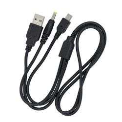 Kabel Y do konsoli PSP 2000 3000 1000 dane + ładowanie DC 4.0x1.7mm + Mini USB przewód do ładowania