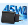 Ładowarka sieciowa USB-C PD 45W czarna - szybkie ładowanie QC 3.0