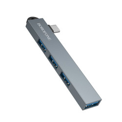 HUB USB C - 4x USB A 2.0/3.0 szary podłużny HUB9a