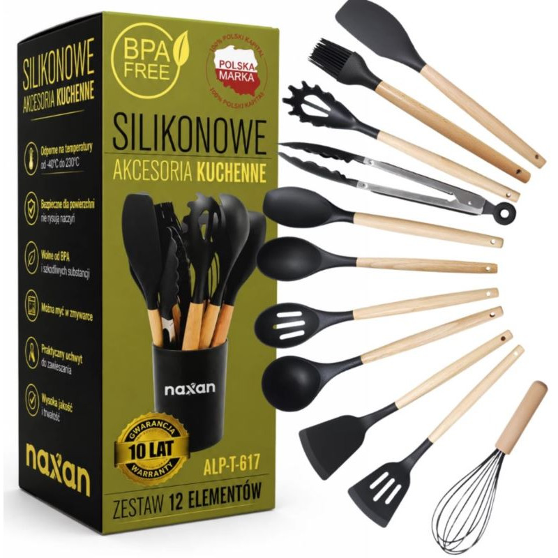 Przybory kuchenne drewniane / silikonowe 12szt