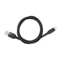 Kabel USB-A - USB-C 1m 3A 15W czarny nylonowy