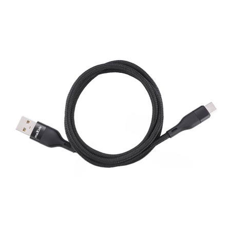 Kabel USB-A - USB-C 1m 3A 15W czarny nylonowy