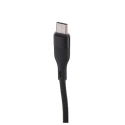 Kabel USB-A - USB-C 1m 3A 15W czarny nylonowy