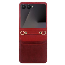 Etui Leather Case Strap na telefon Samsung Galaxy Z Flip 8 5G F776 czerwone