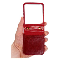 Etui Leather Case Strap na telefon Samsung Galaxy Z Flip 8 5G F776 czerwone