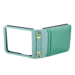 Etui Leather Case Strap na telefon Samsung Galaxy Z Flip 8 5G F776 niebieskie
