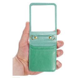 Etui Leather Case Strap na telefon Samsung Galaxy Z Flip 8 5G F776 niebieskie