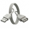 Przedłużacz kabla USB-A 2.0 męski-żeński 1m szara - wydłuż zasięg urządzeń USB