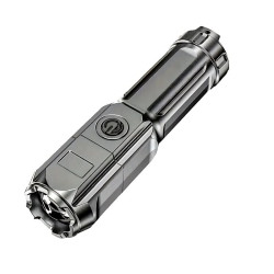 Latarka taktyczna wojskowa policyjna survivalowa szperacz XPE LED ZOOM mocna akumulator + kabel USB czarna