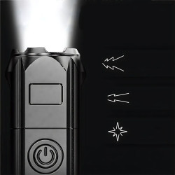 Latarka taktyczna wojskowa policyjna survivalowa szperacz XPE LED ZOOM mocna akumulator + kabel USB czarna