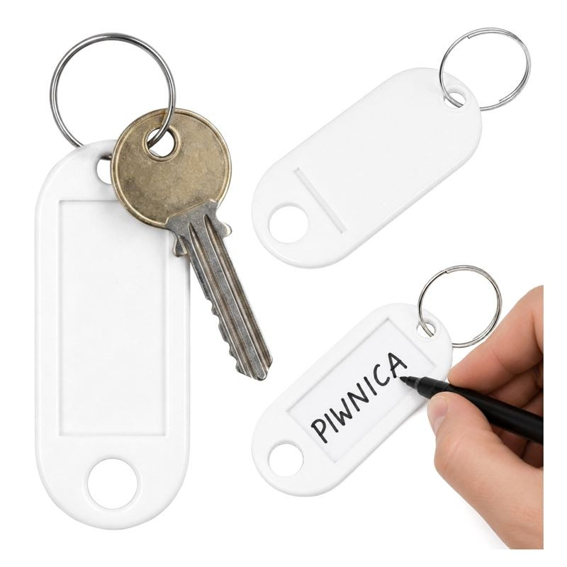 Brelok identyfikator do kluczy z karteczką | biały