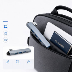 Hub USB-A 4 w 1 rozdzielacz portów 3.0 i 2.0 szary