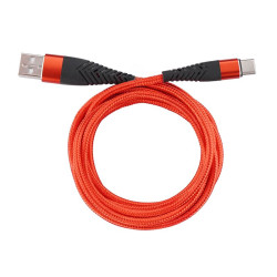 Kabel USB-C USB-A QC 3.0 3A 2m czerwony nylonowy