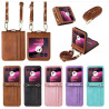 Etui Leather Case Strap na telefon motorola razr 70 ultra 5G XT2655-1 / 60 ultra 5G XT2551 różowe