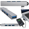 Hub USB-C na 4x USB-A 3.0 i 2.0 aluminiowy szary