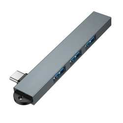 Hub USB-C na 4x USB-A 3.0 i 2.0 aluminiowy szary