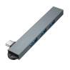 Hub USB-C na 4x USB-A 3.0 i 2.0 aluminiowy szary