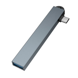 Hub USB-C na 4x USB-A 3.0 i 2.0 aluminiowy szary