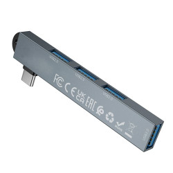 Hub USB-C na 4x USB-A 3.0 i 2.0 aluminiowy szary