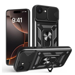 Etui Pancerne CAMSHIELD Ring na telefon Apple iPhone 16e A3409 / 17e A3634 czarne