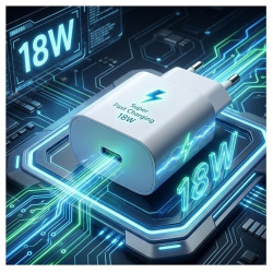 Ładowarka sieciowa USB Typ C USB-C PD Power Delivery QC 3.0 3,3A 18W SZYBKA biała