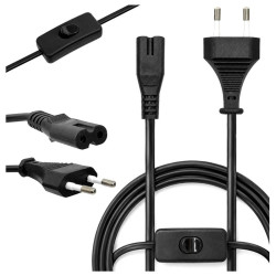 Kabel zasilający euro ósemka z wyłącznikiem 1,5m 2 PIN - przewód do RTV AGD audio video | Sklep online