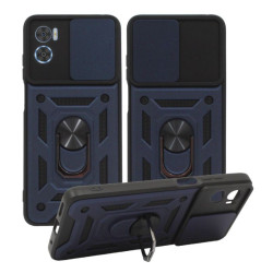 Etui pancerne CamShield Ring na telefon motorola moto e22 / e22i granatowe