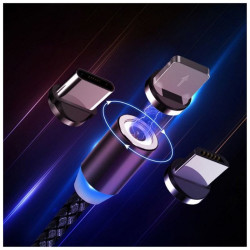 Kabel PC 3w1 iPhone Lightning - micro USB - USB-C przewód magnetyczny LED