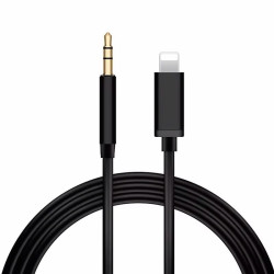 Kabel cyfrowy audio jack 3,5mm - Lightning czarny przewód 1m