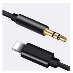 Kabel cyfrowy audio jack 3,5mm - Lightning czarny przewód 1m