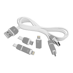 Kabel PC do telefonu Apple iPhone Lightning - micro USB - płaski biały przewód