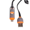 Kabel PC do telefonu Apple iPhone 5 6 Lightning / micro USB microUSB - przewód płaski czarny