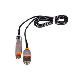 Kabel PC do telefonu Apple iPhone 5 6 Lightning / micro USB microUSB - przewód płaski czarny