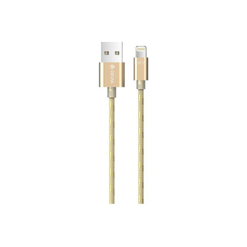 Kabel PC do telefonu Apple iPhone 5 6 7 Lightning / micro USB microUSB 1,5m DEVIA iWonder przewód złoty