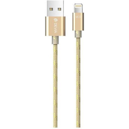 Kabel PC do telefonu Apple iPhone 5 6 7 Lightning / micro USB microUSB 1,5m DEVIA iWonder przewód złoty