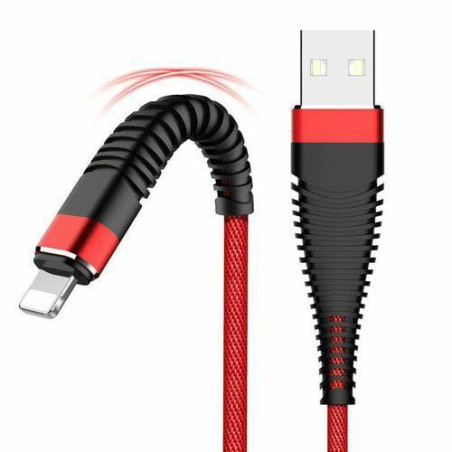 Kabel USB-A - LIGHTNING 1m czerwony przewód wspierający szybkie ładowanie - nylon HQ