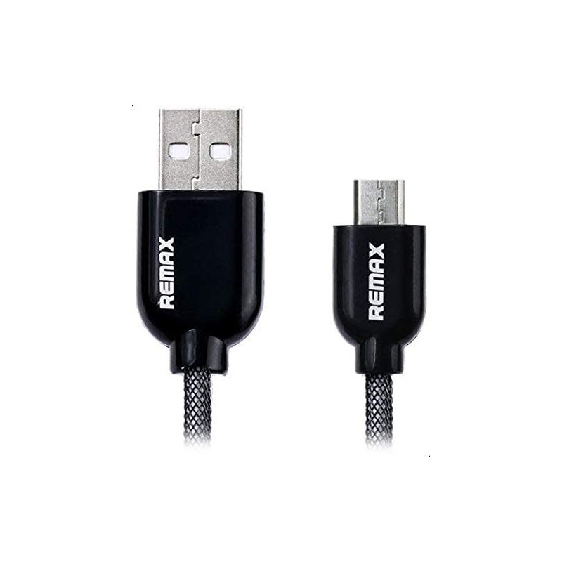Kabel PC Micro USB - USB 1M REMAX przewód czarny oplot