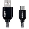 Kabel PC Micro USB - USB 1M REMAX przewód czarny oplot