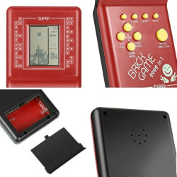 Konsola retro przenośna z 12 grami Tetris - mini elektroniczna zabawa dla dzieci czerwona