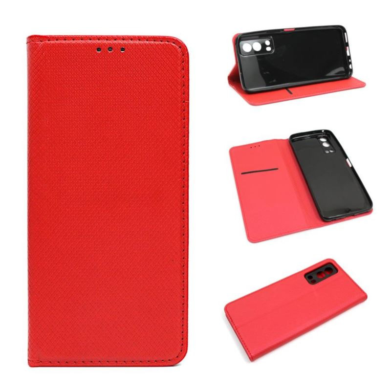 Etui Smart Magnet na telefon Vivo Y72 5G / iQOO Z3 / Y52 5G czerwone